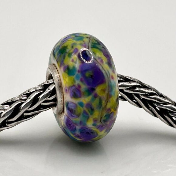 TROLLBEADS Authentic TrollStone LAA 925S Yellow Purple Green Blue Confetti - Picture 10 of 13